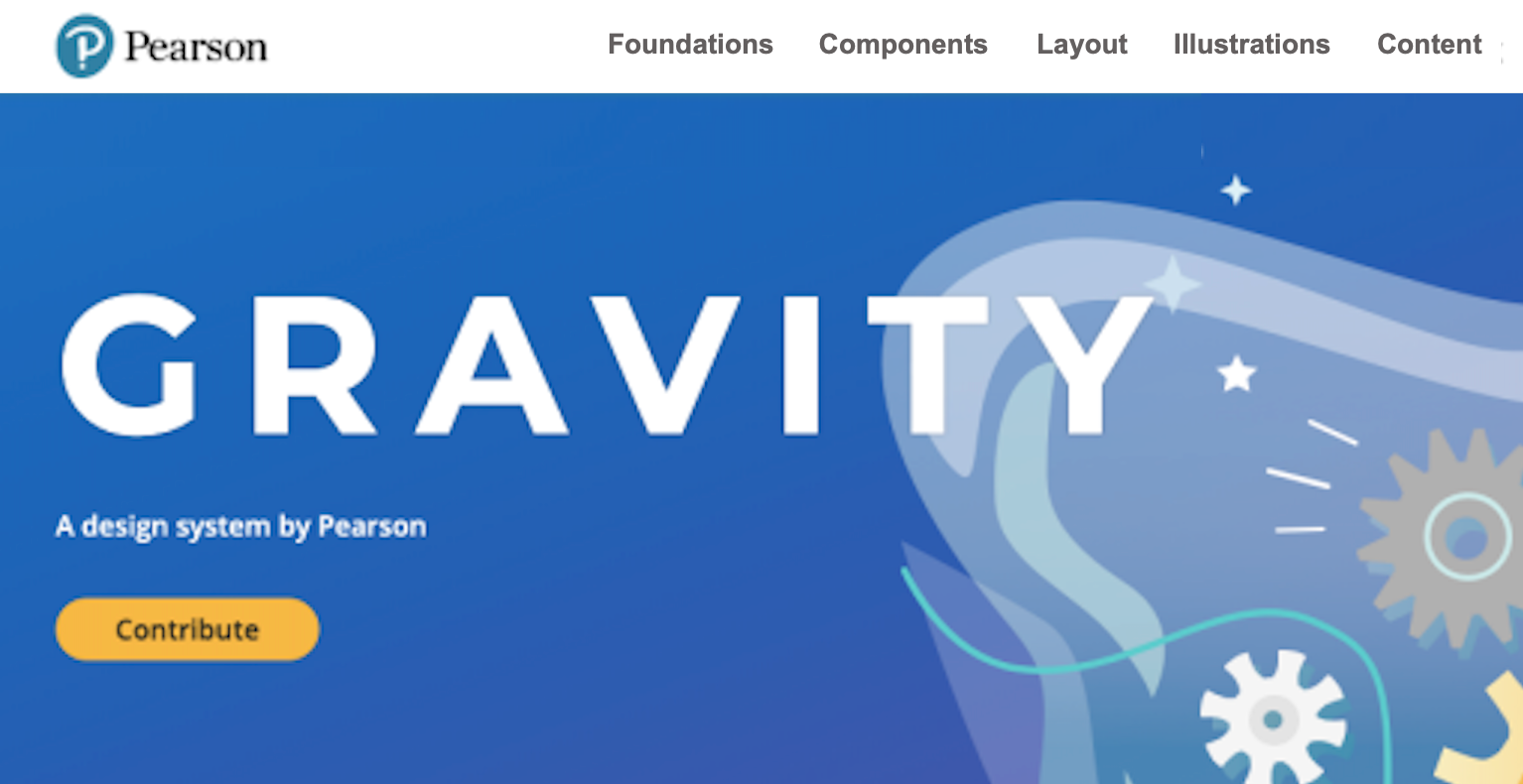 Pearson design system landing page after the redesign.